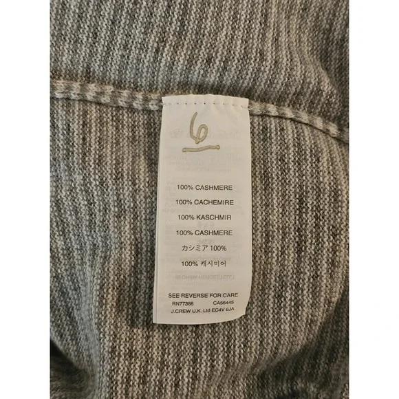 J.Crew Men's 100% Italian Cashmere Crewneck Sweater Size Large Gray White - Picture 5 of 6